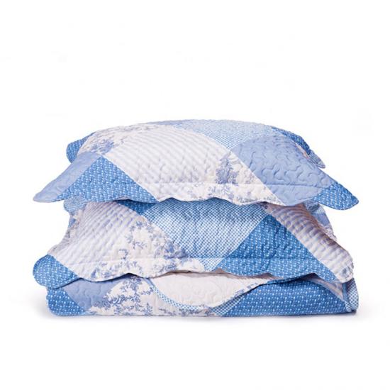 cxmicrotex ব্লু রোজ প্রিন্টেড কুইল্ট সেট প্যাচওয়ার্ক বেডিং