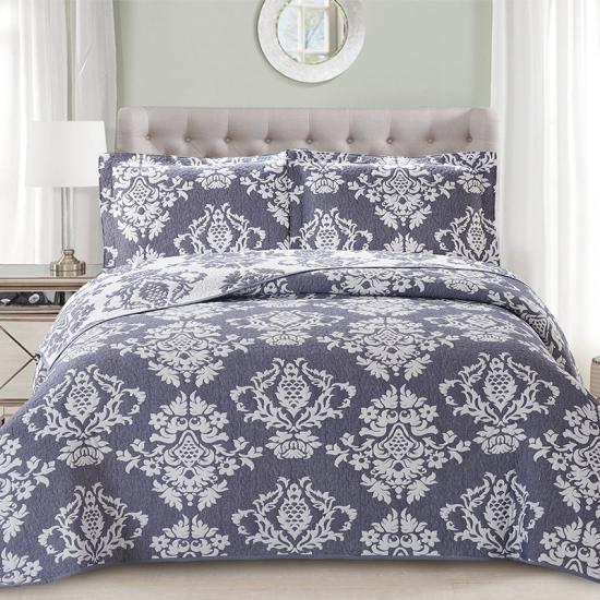 cxmicrotex Damask বেগুনি বেডিং Jacquard Quilt সেট
