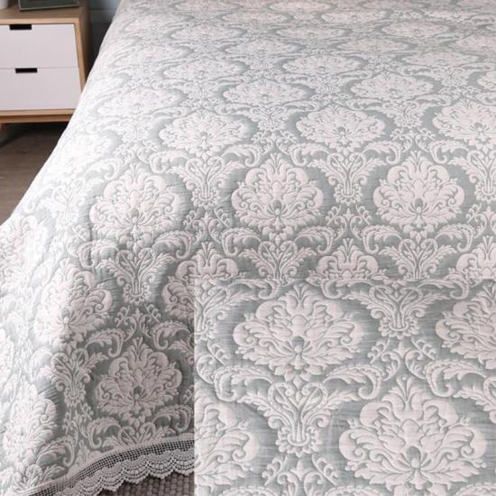 cxmicrotex মেডেলিয়ন Jacquard Quilt লেস ছাঁটা বেডস্প্রেড